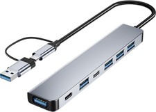 Aluminum 7 in 1 USB C & USB Hub with USB 3.0, USB 2.0 Ports for Pc/Laptops/Macbo picture