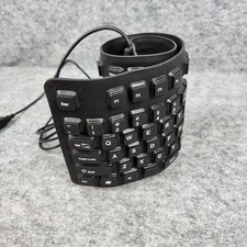 Flexible Roll Up Keyboard Black USB Wired Waterproof Portable Silent Slim TESTED picture