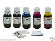 Bulk 5x100ml refill ink for Canon printer Cartridges Large Black +color picture