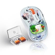 Cute Transparent Mouse, Tri-Mode Wireless, Rechargeable, Blue picture