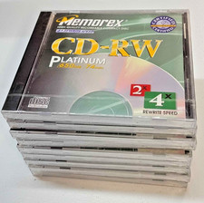 Memorex CD-RW Platinum 4x Rewrite Speed 650 MB 74 Min New Lot Of 9 picture