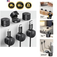 Cable Organizer Clips Magnetic Cord Holders for Desk Nightstand 6 Pack picture