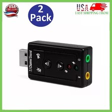 2XUSB 2.0 External 7.1 Channel 3D Virtual Audio Sound Card Mic Adapter Laptop PC picture