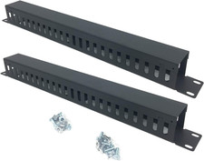 2 Pack 1U 19 Inch Cable Manager Horizontal Rack Mount 24 Slot Metal Finger Duct picture