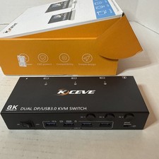KCEVE KVM Swicth 8k Ultra and Dual DP USB 3.0 2 Monitor 3 Input  See Pictures picture