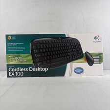 Logitech Cordless Desktop EX 100 Black With Optical Mouse New In Box picture