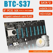 BTC-S37 ETC Miner Motherboard 8GPU 8 PCIE x16 Graphics Card w/ Cpu DDR3 VGA HDMI picture