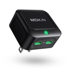 USB C Charger Block 40W, Dual Port Type C Fast Charging Block GaN+ PD Black picture