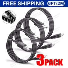 3 Pack 6ft Braided USB Fast Charger Cable Cord For iPhone 14 13 12 11 X XR 8 7 6 picture