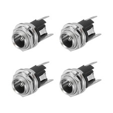4pcs DC5521 Power Jack, 30V 0.5A 10.8x10.8x21.2mm 3 Pin with Nut Washer, Silver picture