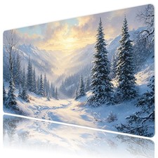 Snow Mountain Forest Winter Christmas Desk Mat for Keyboard and Mouse Desk Pad picture