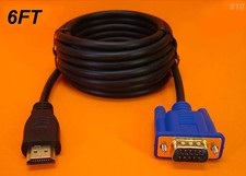 NEW 6 FT LONG HDMI TO VGA MONITOR CABLE COMPUTER TO TV CORD 15-PIN US SELLER picture