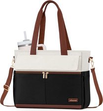 Laptop Bag for Women 15.6 Inch Canvas Laptop Large Capacity Work Bags Mutiple Po picture