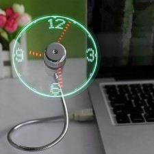 ONXE LED USB Clock Fan with Real Time 3.5 x 16.14 x 0.79 inches, Silver picture