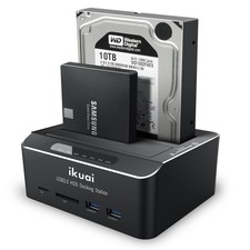 ikuai SATA to USB 3.0 Dual Bay Hard Drive Dock for 2.5/3.5 SATA HDD SSD with Mic picture