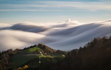 Landscape nature hills forest grass sunlight clouds Custom Gaming Mat Desk picture