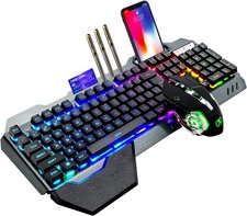 3in 1 Wireless Gaming Keyboard and Mouse Set, Rainbow LED Backlit, 3800mAh picture