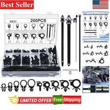 Car Wire Loom Routing Clips 200 Pcs 15 Sizes Nylon Universal Set Black picture