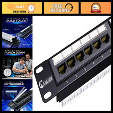 24-Port Cat6 Patch Panel 10Gb Ethernet 1U Rack Wall Mount Heavy-Duty Steel UTP picture