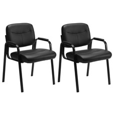 Side Guest Chairs Set of 2 Waiting Room Conference Black OLIXIS C-6109-2P picture