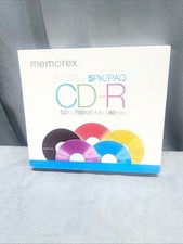 Five (5) Memorex Cool Colors CD-R 52X 700MB 80 min Blank Media Disc New Sealed picture
