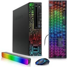 Lenovo RGB Gaming PC i5-8th 16GB 256GB SSD NVIDIA GT RGB K&M+Soundbar Windows 11 picture