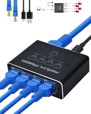 Ethernet Splitter 1 to 4, 1000Mbps High Speed Ethernet Cable Splitter with LAN C picture
