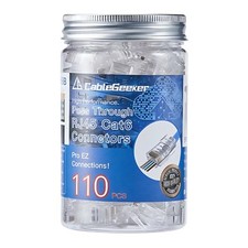 RJ45 Cat6 Pass Through Connectors 110-Pack Gold Plated 3-Prong 8P8C Plug picture
