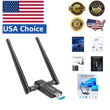 Upgrade Your Desktop with a 1300Mbps Dual Antenna USB WiFi Adapter - Plug & Play picture