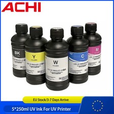 [EU] 5x250ml UV INK For ACHI A3/A4/A5 UV Printer CMYKW Neutral Epson R1390 L800 picture