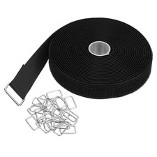 Hook and Loop Straps 1 in x 16 Ft with 25pcs Metal Buckle, Black picture