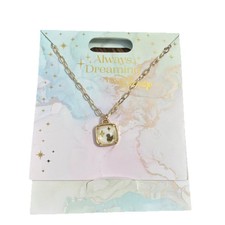 2025 Disney Parks Always Dreaming Mickey Mouse Ear Square Gold Tone Necklace picture