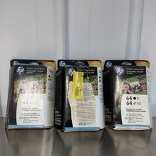Lot Of 3 Hp 64 Black Tri Color Ink ,new Old Stock picture