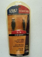 Belkin USB 2.0 F3U133-10 USB2 Hi-Speed Cable 10ft (3 meters) USB A/B Plug PC/Mac picture