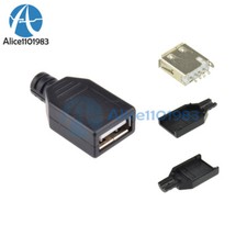 Lot USB2.0 Type-A Plug 4-pin Female Adapter Jack Connector Black Plastic Cover picture
