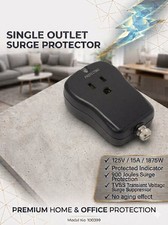 SINGLE OUTLET SURGE PROTECTOR 900 Joules 1875W UL 15A TVSS Transient Suppressor picture