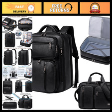 3-in-1 Vegan Leather Convertible Laptop Bag, Expandable Travel Backpack & Briefc picture