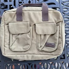 BELLA RUSSO Canvas Laptop Case Travel Bag Shoulder Strap Khaki picture