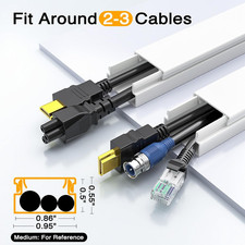 Cord Hider 157In Wire Covers, Cable Management for TV, Raceway Kit White. picture