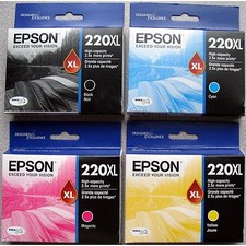 GENUINE Epson 220 Inks Full Set 220XL Black Color WF 2630, 2650 2660  picture