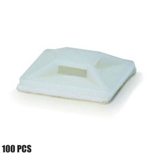 100 Pcs 25 x 25mm Self Adhesive Cable Wire Zip Tie Mount Clip Clamp Wall Holder picture