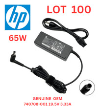 Lot 100 Genuine OEM HP 65W 19.5V 3.33A  AC Power Big Hole Adapter w/ Power Cords picture