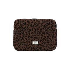 Leopard Puffy Laptop Sleeve 15 Inch Cheetah Print Quilted 15 Inch, Coffee picture