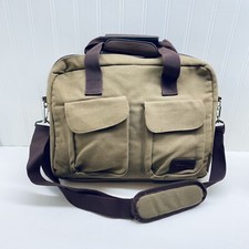 BELLA RUSSO Canvas Laptop Case Travel Bag Shoulder Strap Khaki picture