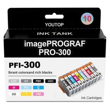PFI300 PFI-300 Ink Cartridges Standard (4192C007) Combo 10-Pack Colorful Set Rep picture