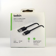 Belkin USB-C to USB-A Cable 6FT Black Durable 8000+ Bends F2CU032bt06-BLK picture