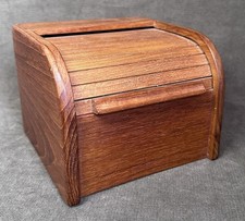 Vintage MCM Kalmar Designs Teak Wood Roll-Top Tambor Storage Access Desk Box picture