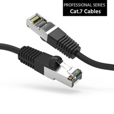 3Ft CAT7 Shielded (SSTP) 600MHz Ethernet Network Booted Cable Black picture