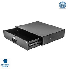 2U Rack Mount Locking Drawer 19 Inch Server Cabinet Alloy Steel Black Key Lock picture
