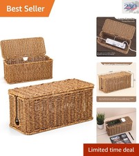 Elegant Speckled Brown Rattan Cable Management Box - 12.5